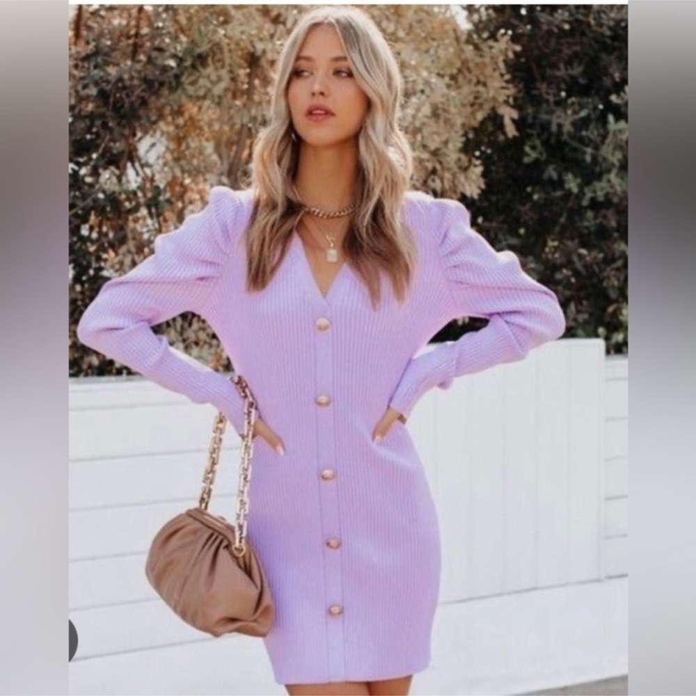 ❤️❤️Endless ROSE Lilac Button-Up Ribbed Dress❤️❤️size S